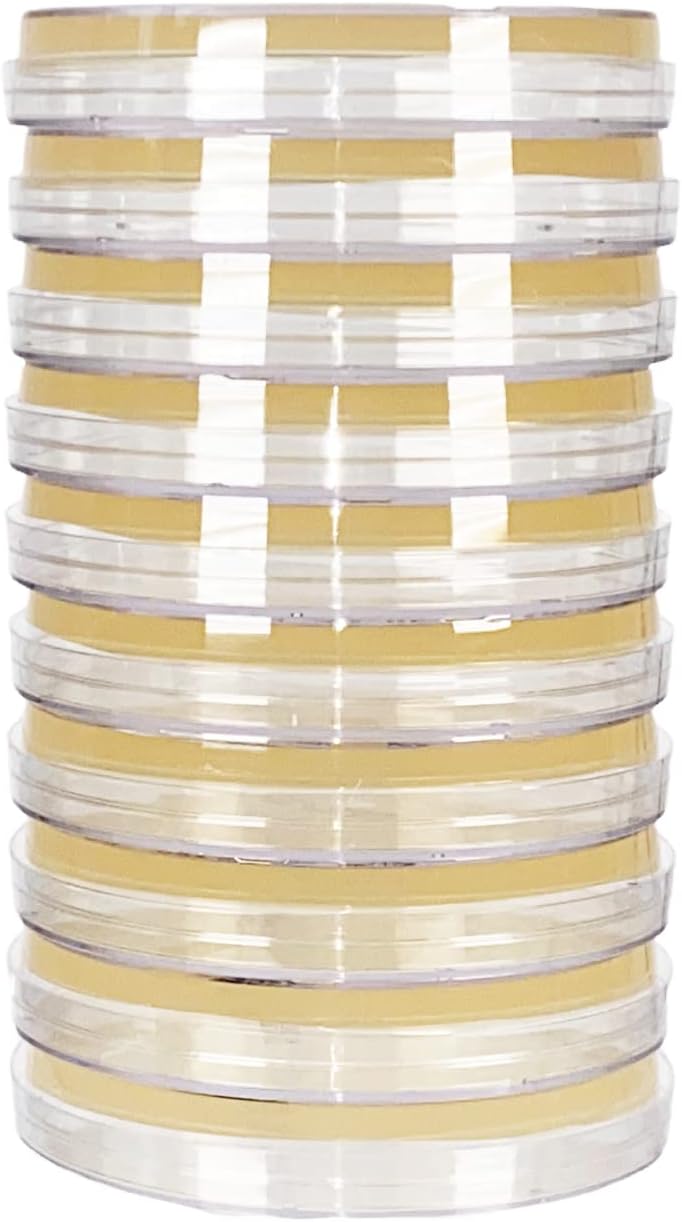 Potato Dextrose Agar (PDA) with Tartaric Acid, (10-Pack), Pre-Poured, 15x100mm Petri Plates. for The Isolation of Yeasts and Molds. Also Great for Growing Mushrooms.
