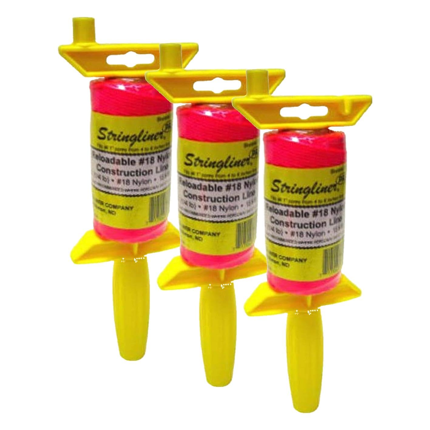 STRINGLINER Company 25162 Braided 250-Feet Reloadable Line Reel, Fluorescent Pink (Pack of 3)