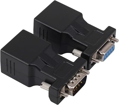 RJ45 to RS232 Adapter, Yeworth 1Pcs Male 1Pcs Female DB9 9-Pin Serial Port to RJ45 Female Network Cat5/6 LAN Ethernet Coupler Extender Adapter 1 Male 1 Female