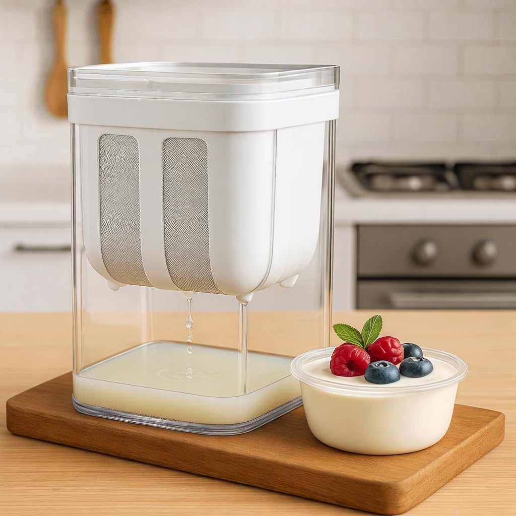Greek Yogurt & Hung Curd Maker | 1200ml Fine Mesh Strainer Box with Lid | Perfect for Making Homemade Yogurt, Curd, Cheese & More | Durable Kitchen Essential-image-28