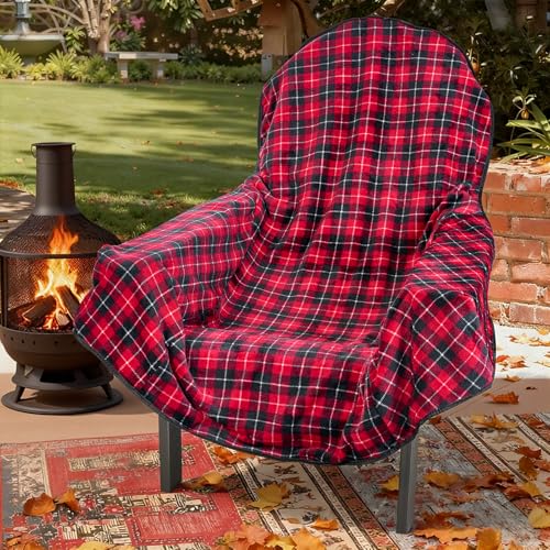 Strdfeve Reversible Chairs Blanket for Outdoor Chairs,Waterproof Chair Cover for Adirondack Chair,Camping,Sports & Patio,Reversible Flannel & 420D Oxford Fabric