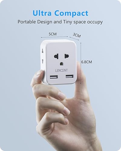 Miniatura 7 de LENCENT Adaptador de enchufe de la UE a EE. UU., Adaptador de salida europeo a EE. UU. con 2 USB, salida de Europa a estadounidense, extensor de