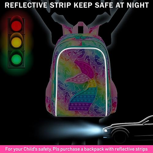 Vista 4 de CCJPX 3 mochilas de sirena para niñas, 16 pulgadas, resistente al agua, primaria, preescolar, jardín de infantes, escolar con lonchera, color rosa