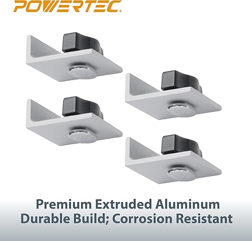 Miniatura 3 de POWERTEC 71821 Kit de parada corta bidireccional, bloque de tope de pista en T para carpintería en T, lijado y enrutamiento, 4 unidades