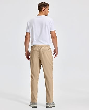 Mens Hiking Pants Lightweight Water Resistant Quick Dry Athletic Fit with Zipper Pockets for Outdoor Workout Travel