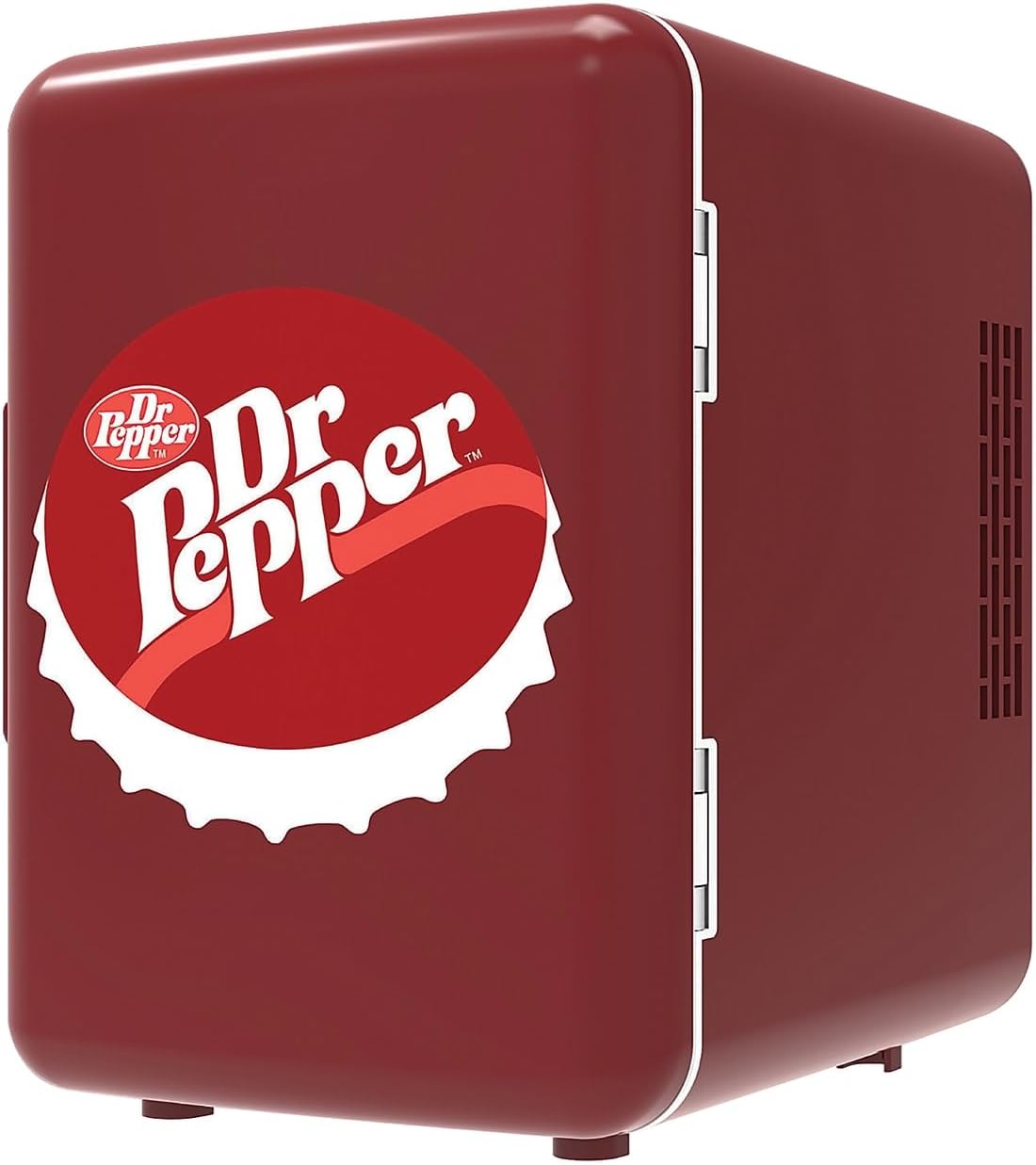 CURTIS MIS153DRP Dr. Pepper Retro Mini Portable Compact Personal Fridge Cooler, 4 Liter Capacity, 6 Cans, Makeup, Skincare, Freon-Free & Eco Friendly, Maroon