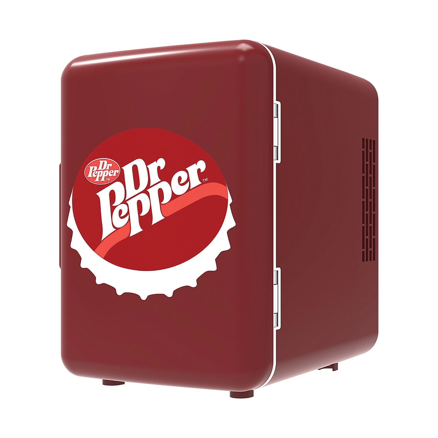 CURTIS MIS153DRP Dr. Pepper Retro Mini Portable Compact Personal Fridge Cooler, 4 Liter Capacity, 6 Cans, Makeup, Skincare, Freon-Free & Eco Friendly, Maroon