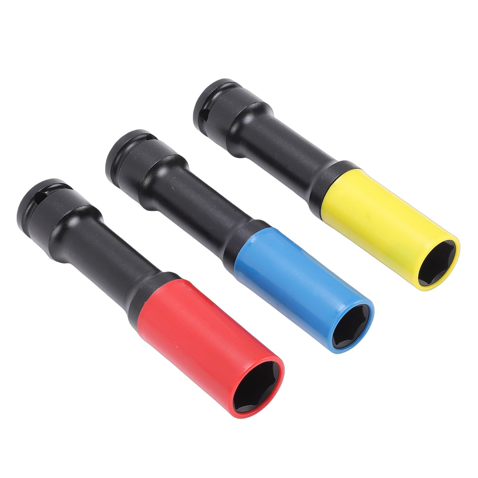 Set di 3 bussole per dadi con aletta a parete sottile, bussola a impatto anti-rottura da 1/2 pollice, bussola profonda extra lunga per protezione ruota, 17 mm 19 mm 21 mm