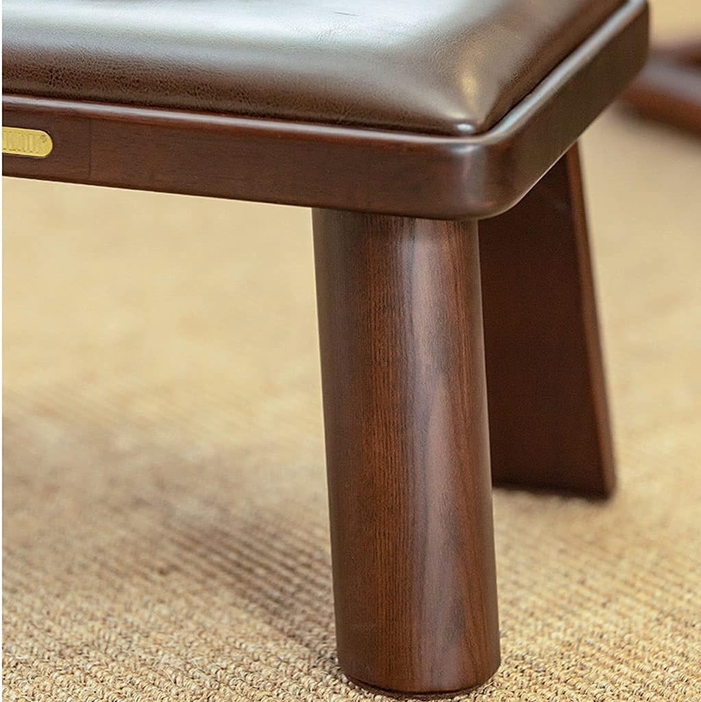 Minimalist Fashion Creative Children's Small Stool for Home Solid Wood Square Stool for Shoe Replacement Stool Pu Leather Cushion Small Foot Stoolcasual/Single
