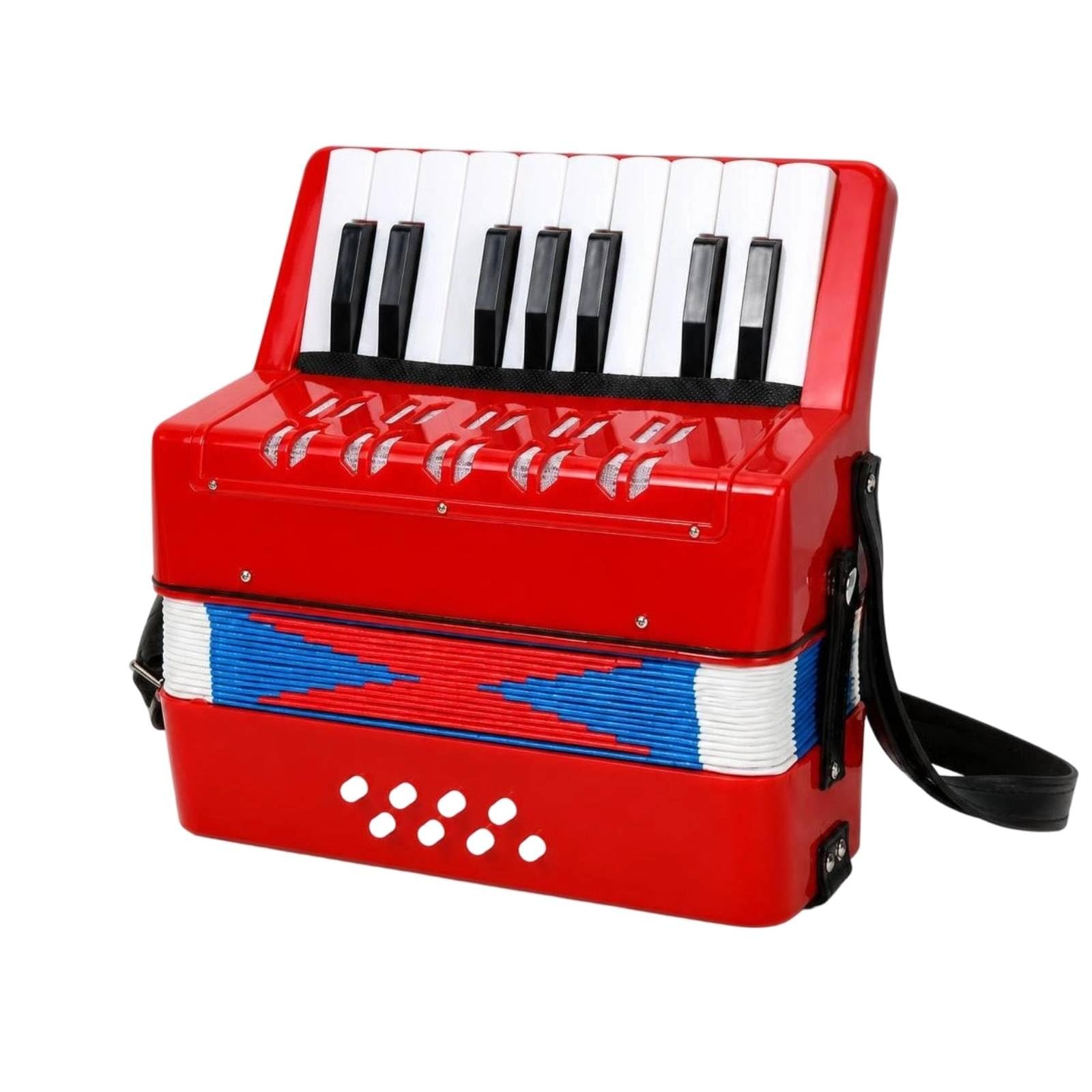 Fisarmonica a 17 Tasti Portatile Fisarmonica Giocattolo Didattica Strumento Musicale per Casa, Scuola , Rosso