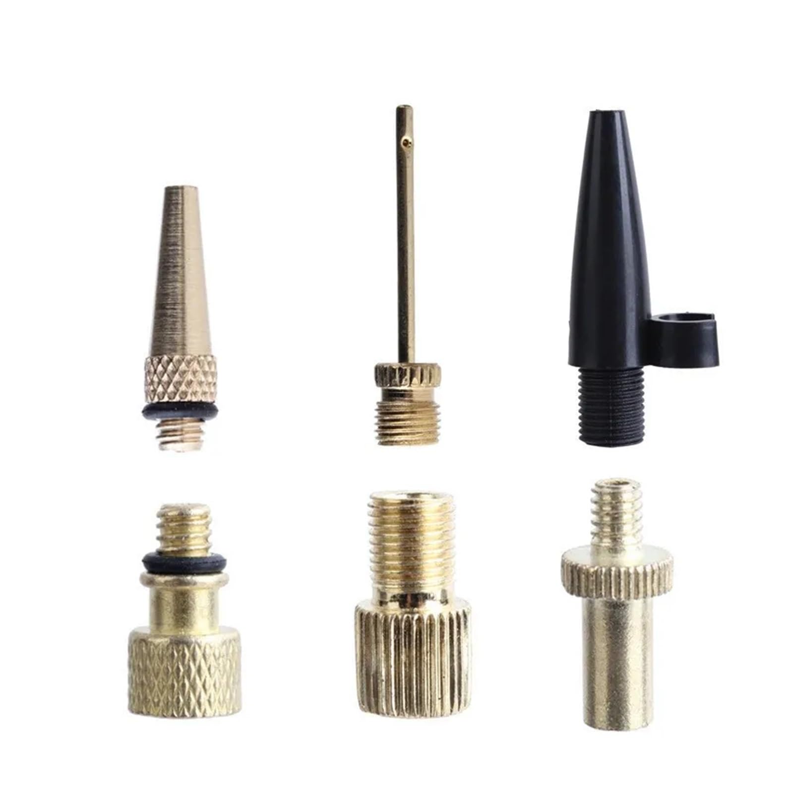 Dymkie 6Pcs Copper Inflator Nozzle Kit Adapter Tube Bicycle Adaptors For Road & Mtb Tire(6Pcs)