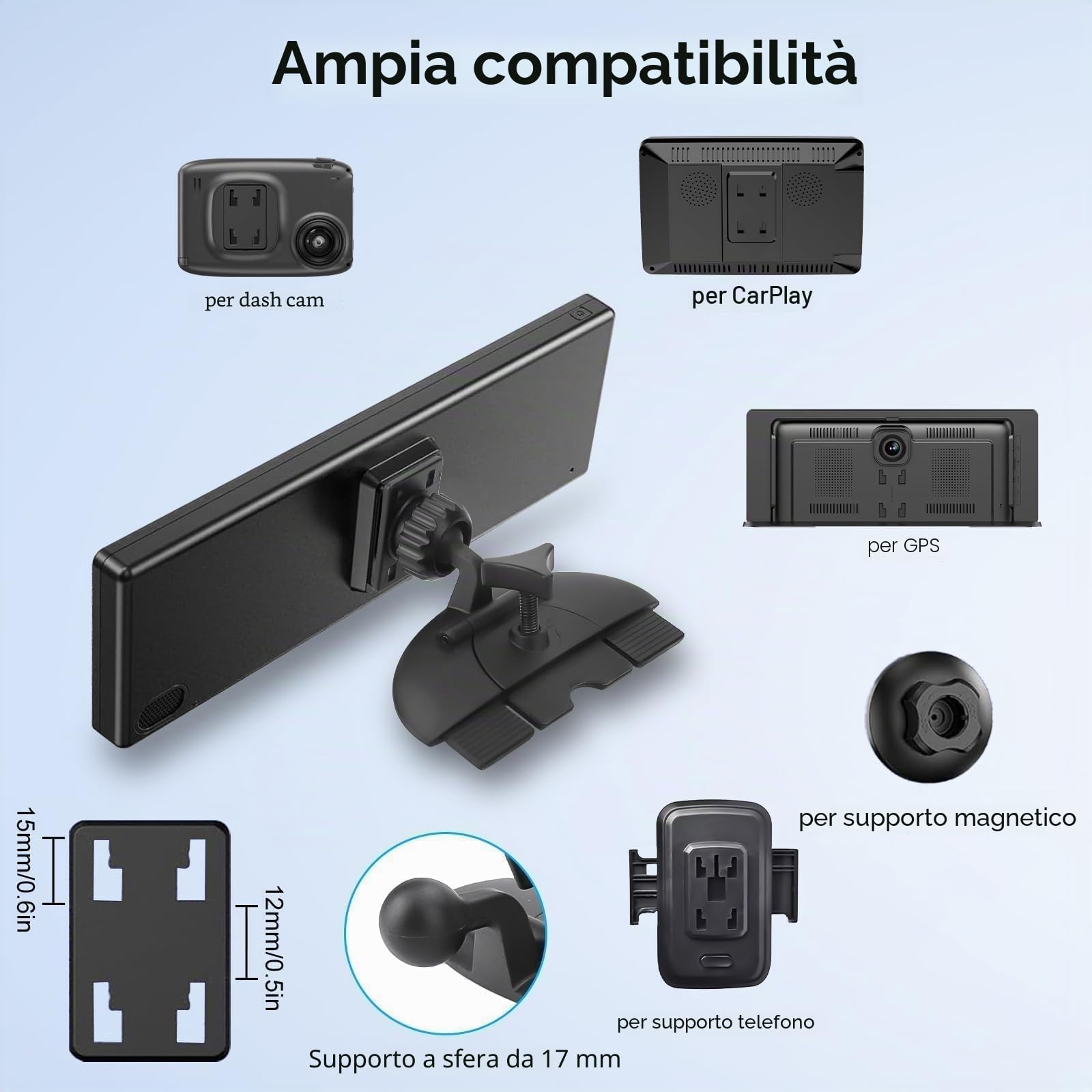 EEEKit Supporto per slot CD per schermo CarPlay, rotazione a 360°, supporto per auto compatibile con la maggior parte degli stereo per auto con navigazione GPS da 5-9 pollici