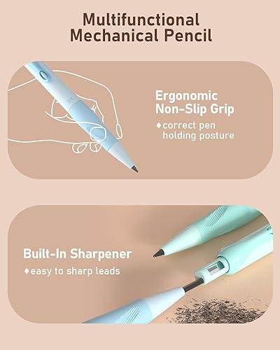 Miniatura 3 de Nicpro Juego de 31 lápices mecánicos pastel en estuche, bonitos lápices mecánicos de 0.5, 0.7, 0.035 in y 0.079 in con 15 tubos (colores HB 2B),