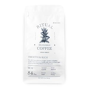 Ritual Specialty Coffee - Colombian Single Origin Whole Bean Gourmet Smooth Rich Profile 84 SCA Score Caramel Vanilla