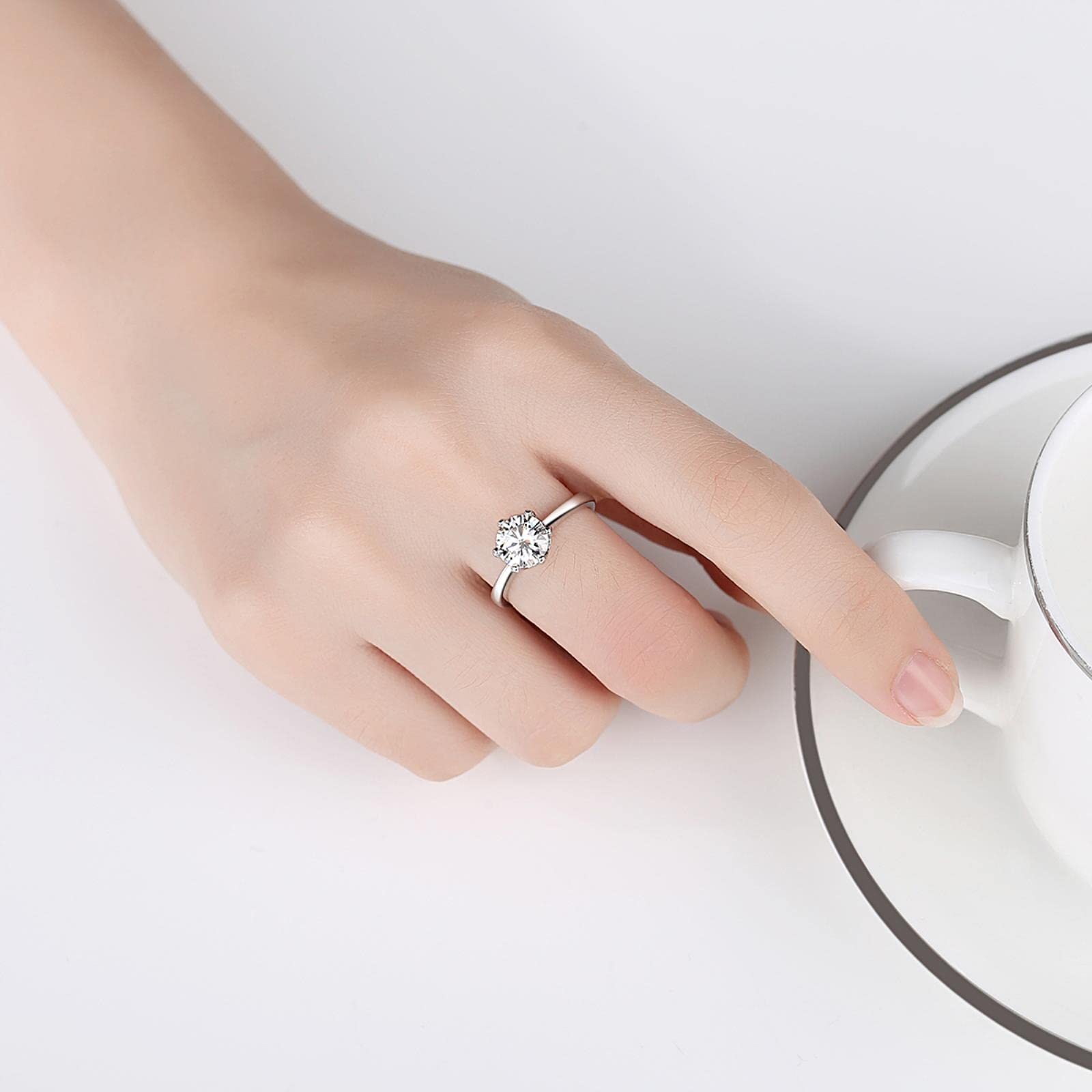 Anillos Ajustables Abiertos De Promesa De Diamante De Moissanita De 1 Quilate para Mujer, Joyería De Compromiso De Boda De Plata De Ley 925