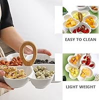 Vista 9 de Cabilock Plato de Dim Sum en forma de corazón para verduras, cesta de frutas, tazón de fuente para servir aperitivos, bandeja dividida, bandeja