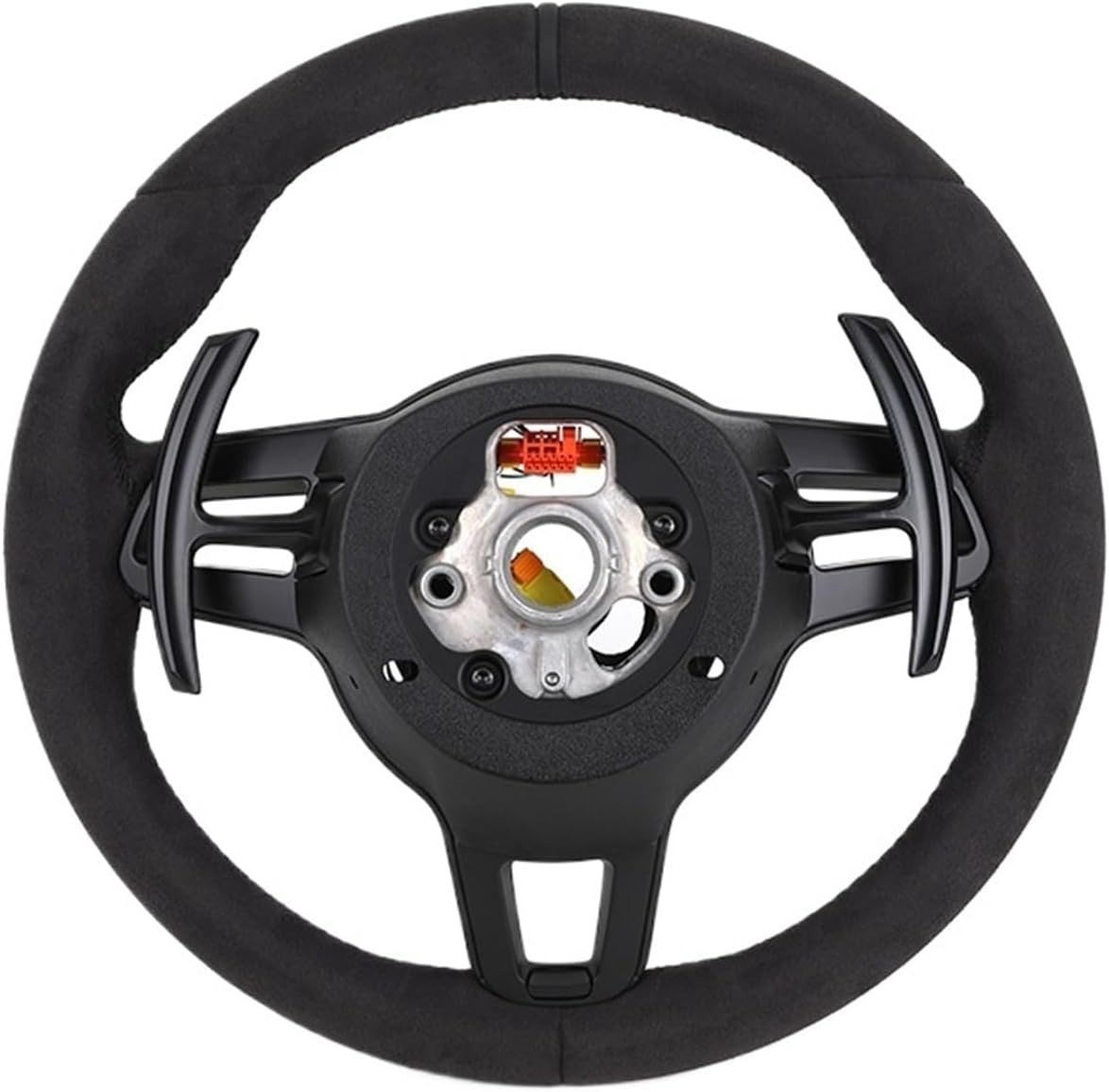 ブラックピックフルレザーステアリングホイール、ポルシェ958 958.2