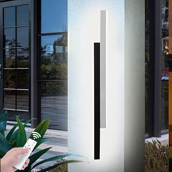 Modern LED Wall Lamp with Remote Control 20W Smart Wall Lamp Dimmable LED Waterproof IP60, 60cm for Living Room Bedroom, Bathroom Hallway Stairwell Light