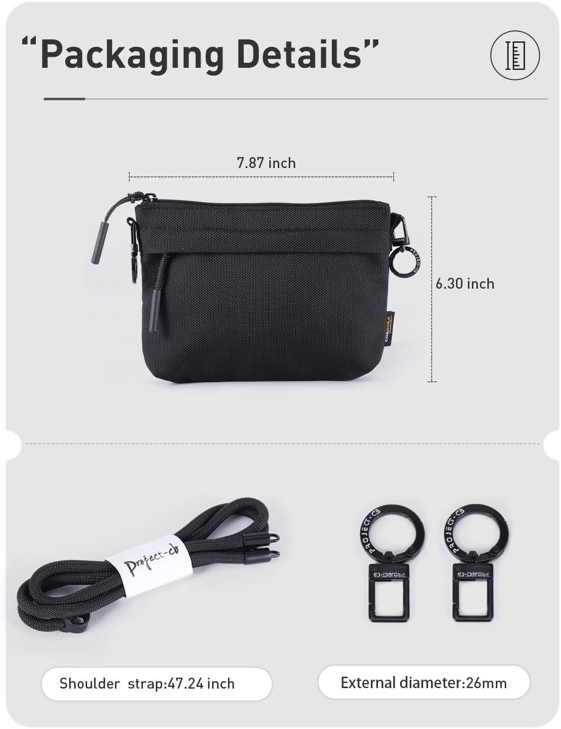 project-cb Crossbody Small Bag, Waterproof, Phone Purse, Cordura Fabric, Small Purses for Women & Men - Image 7