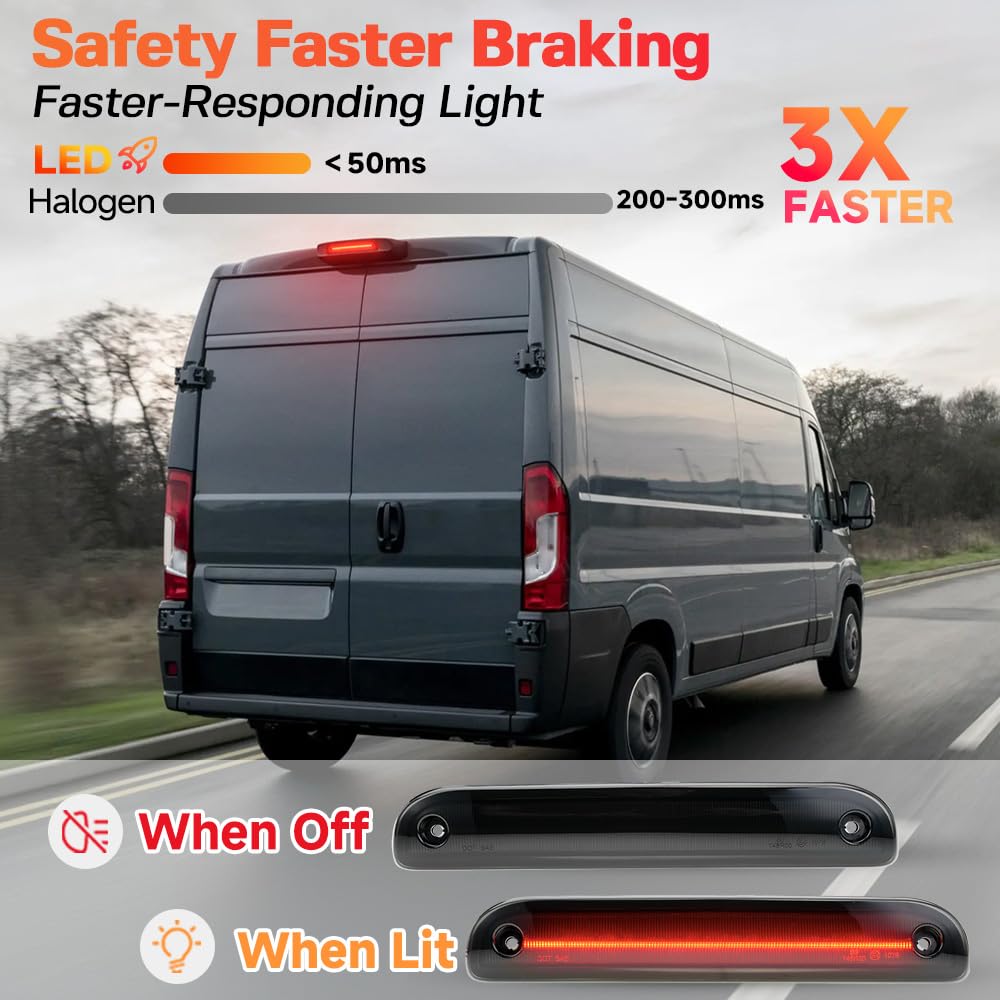 Lente fumé LED Rosso Terza Luce Stop Stop Per Fiat Ducato III, Citr.oen Jumper II, Peug.eot Boxer II Lampada Stop Posteriore Centrale A Montaggio Alto Ulteriore Terza Luce Stop 1pz