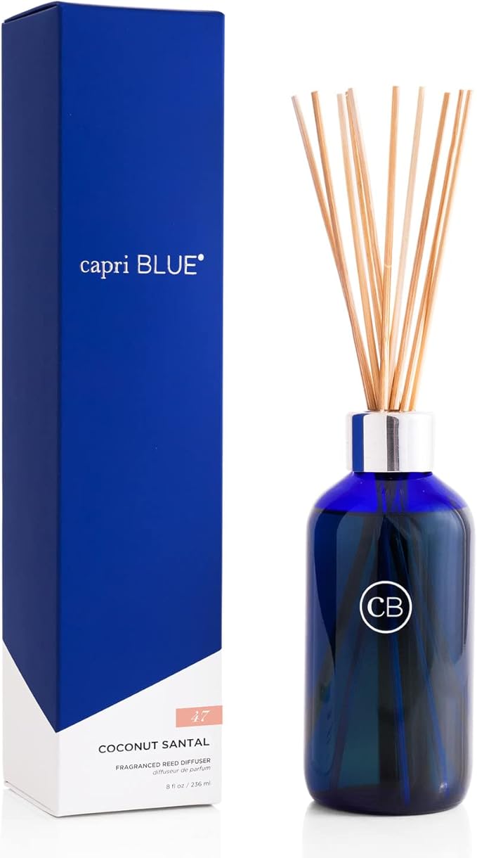 Capri Blue Aloha Orchid Reed Diffuser Set - Includes Reed Diffuser Sticks, Fragrance Oil, and Glass Bottle - Luxury Scented Room Fresheners - Cobalt Blue (8 fl oz)