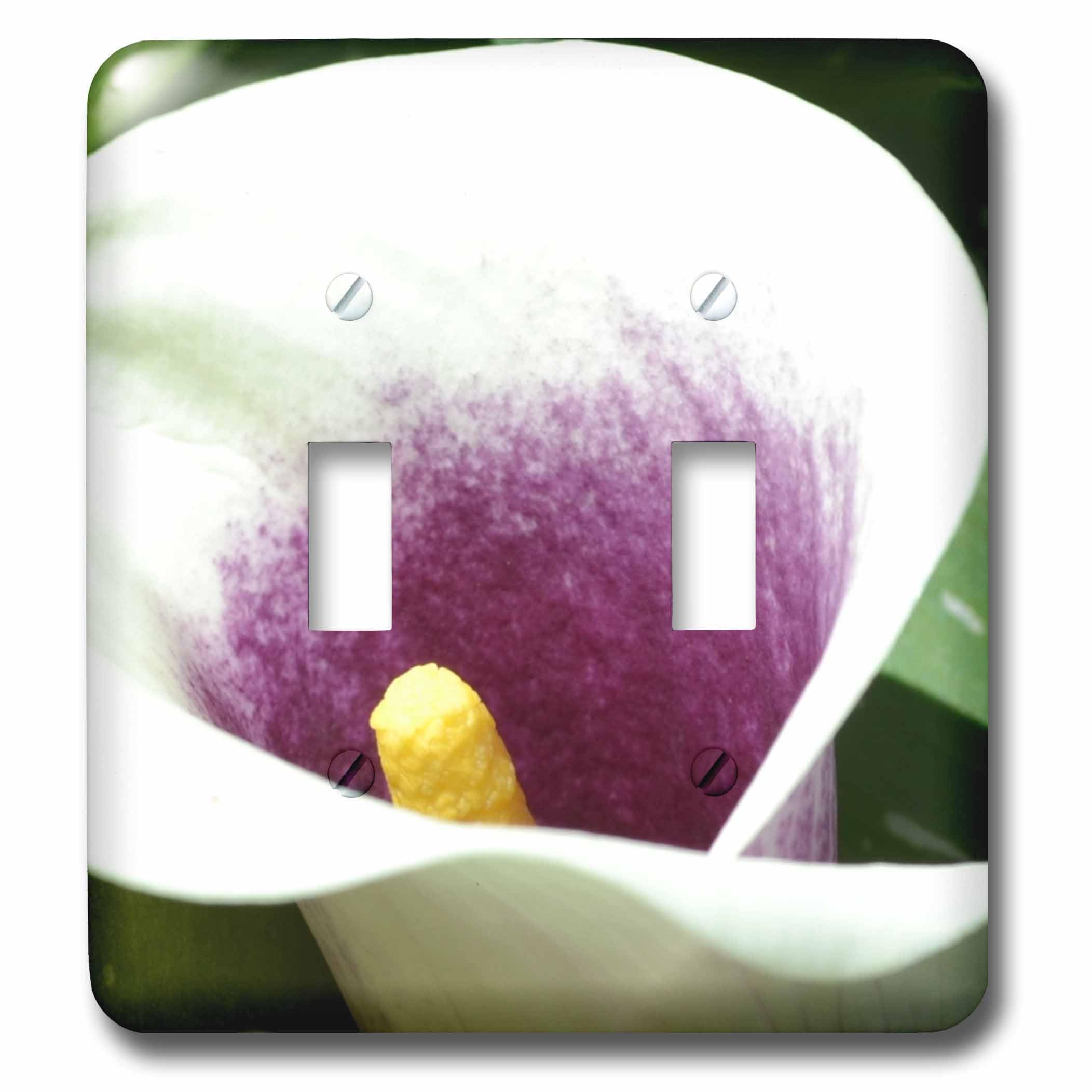 Interrupteur à bascule blanc et violet 3dRose Lsp_23569_2 avec plaque décorative fleur