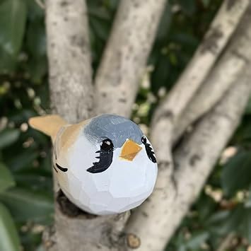 Bird Figurines Hand Carved Painted Wooden Statues for Home Decor, Gift for Bird Lovers,Housewarming, Birthday, Christmas, Anniversaries (NO.17-Bearded Tit)