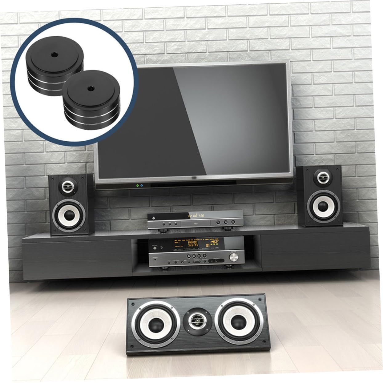Gatuida 4 Pezzi Piedini per Altoparlanti, Pad di Isolamento Acustico in Lega di Alluminio e Gomma, Antivibrazione per Casse Audio e Giradischi