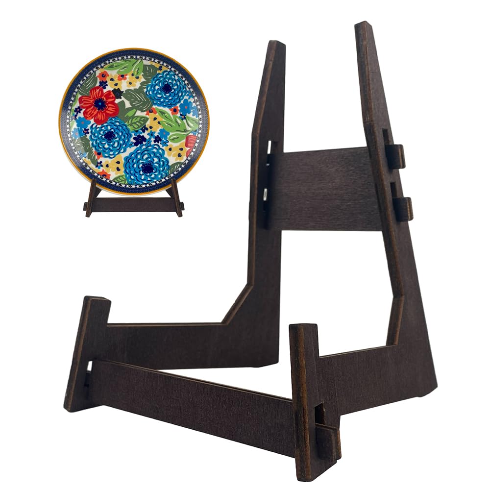 YSWOMOSKD 10-Inch Wooden Display Stand and Plate Holder for Pictures Books and Decorative Items(10inch-1pcs)