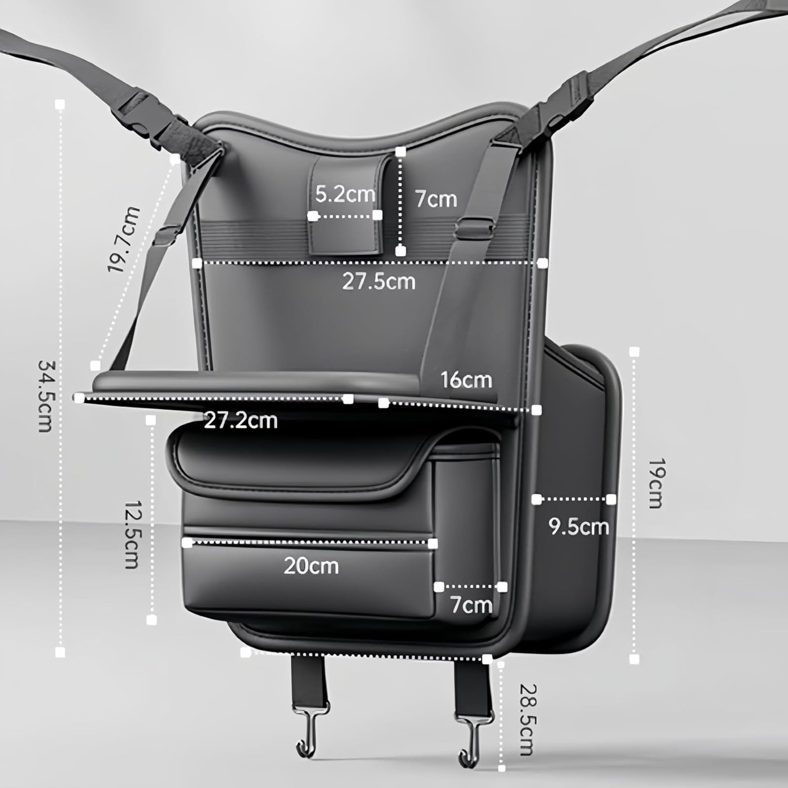 Generisch Auto-Organizer Zwischen für Jaguar F-Pace 2019-2024, Leder Hängende Aufbewahrungstasche mit klappbarer Ablage, Handtaschenhalter für Dokumente Telefon Snacks