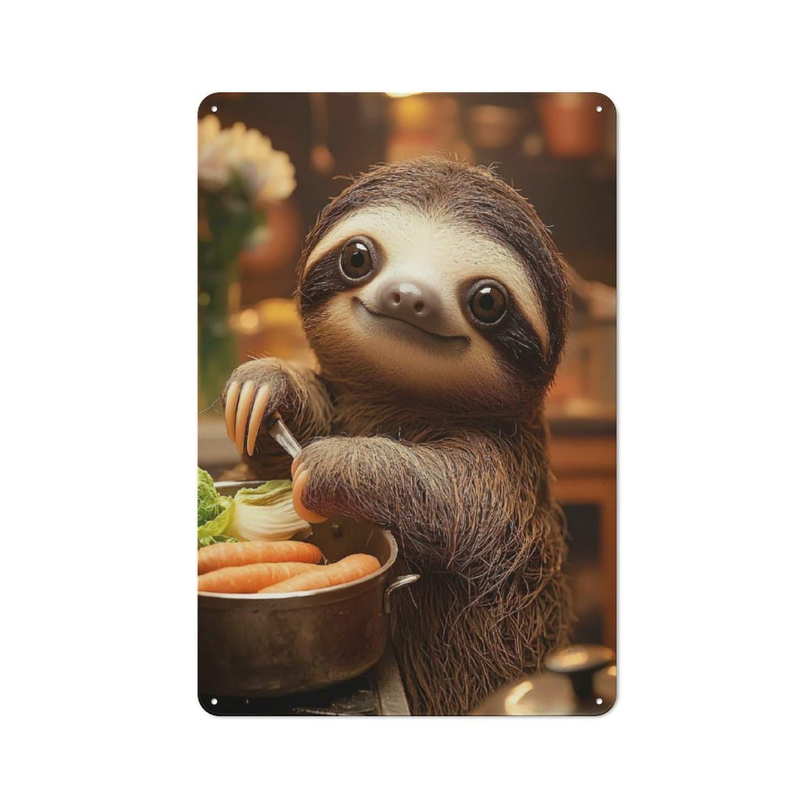 Junmoney Sloth Cooking Retro Metal Plaque 30X20cm For Garage Or Workshop, Housewarming Wall Decor For People Furnishing Garage And Workshop