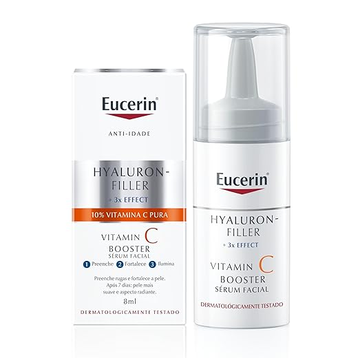 EUCERIN Sérum Facial Vitamina C Pura 10% Concentrado 8ml, Antioxidante, Pele Uniforme, Hyaluron-Filler, Ácido Hialurônico, Antirrugas