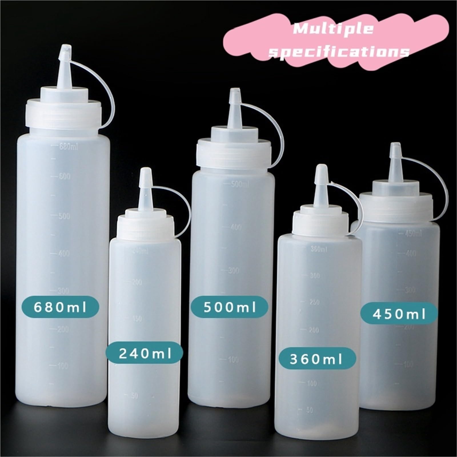 Bottiglia di condimento for vaso olio commerciale a punta in plastica trasparente spremuta for salsa insalata pomodoro da 10 pezzi per Condimenti(450ml)