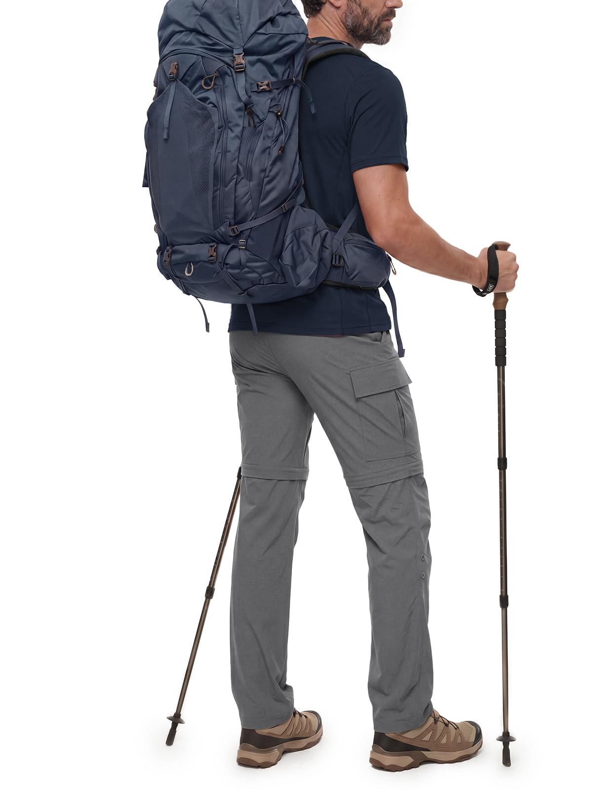 Wespornow Pantaloni da Trekking con Zip da Uomo Pantaloni da Trekking Staccabili, Pantaloni da Esterno Traspiranti Funzionali Estivi ad Asciugatura Rapida con 5 Tasche