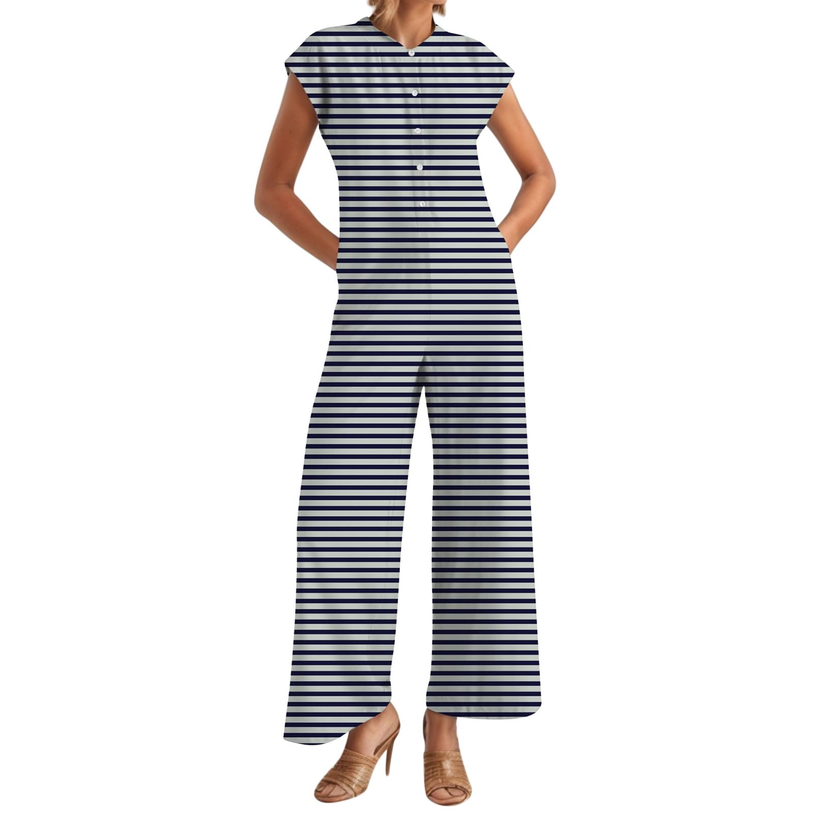 Generisch Tuta da donna leggera e traspirante, scollo rotondo, per dimagrire, casual, versatile, per pendolari, vacanze