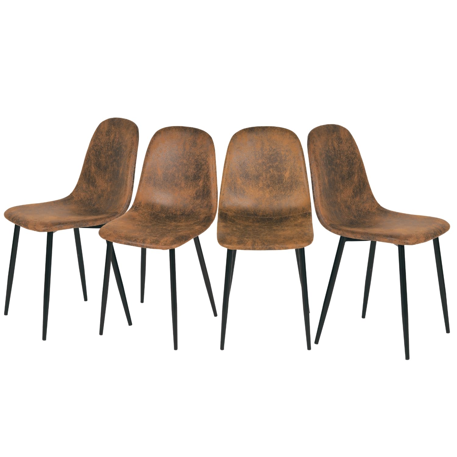Chaise de salle à manger marron HOMYLIN lot de 4 avec pieds en métal