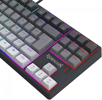 TECLADO GAMER REDRAGON DAKSA PRETO E CINZA RGB COM SWITCH MARROM