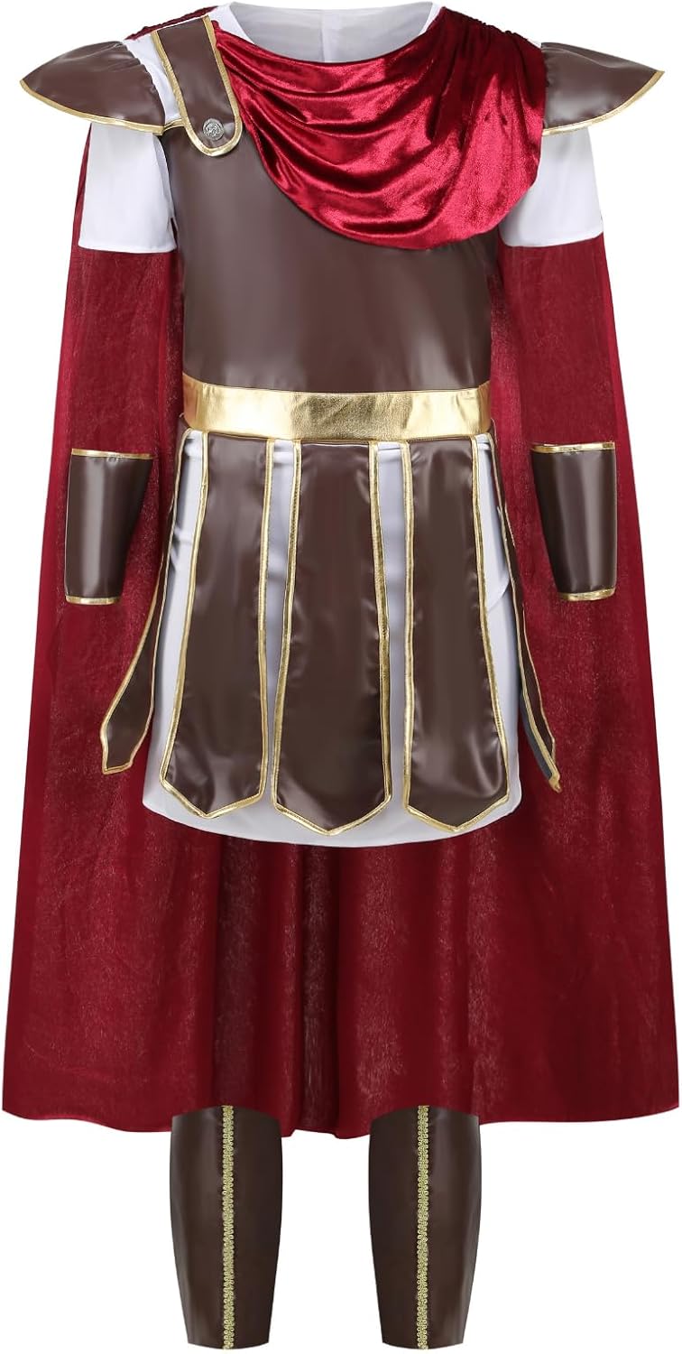 Roman Gladiator Warrior Costume Spartan Warrior Men Soldier wardrobe 4 Pcs Greek Halloween