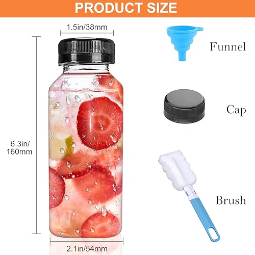 Miniatura 2 de Botellas de plástico de 12 onzas con tapas, 12 botellas de jugo, recipientes transparentes reutilizables con tapa negra, botella de plástico para