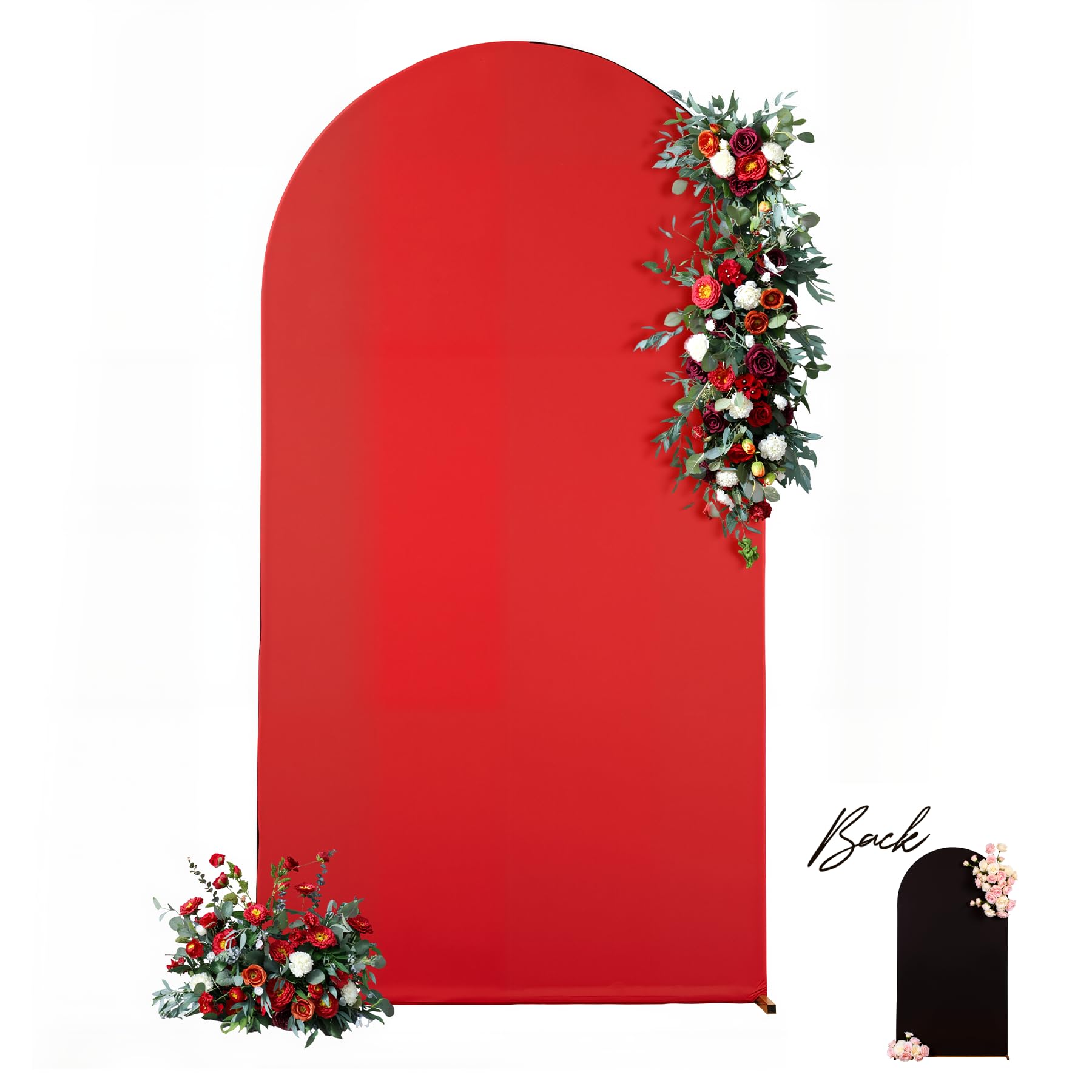 Red Black Arch Backdrop Cover 7.2FT Party Wedding Arch Covers Stretchy Backdrop Decorations Baby Shower Bridal Shower Photo Birthday Arch Stand Cover Spandex