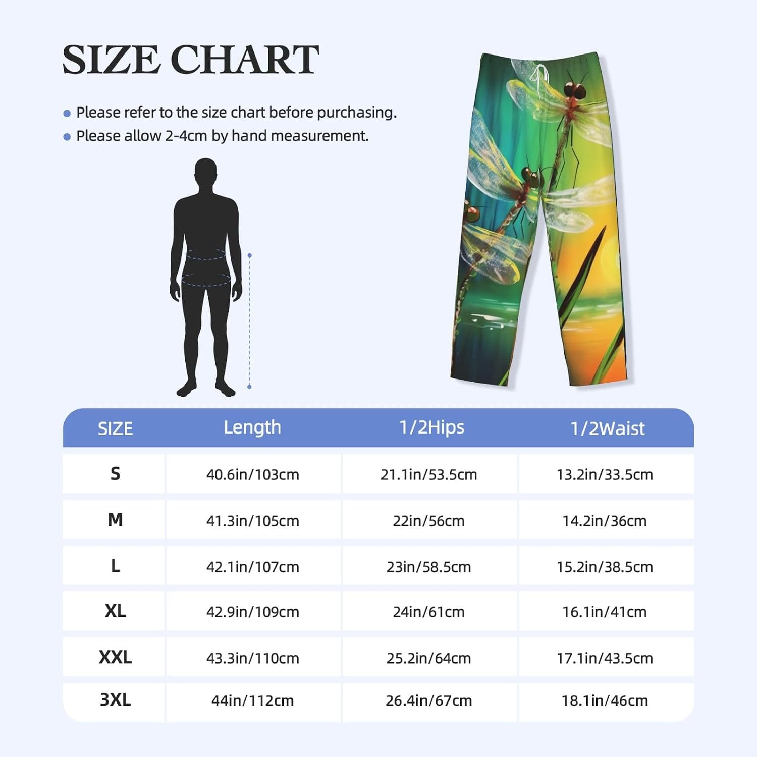 Mens Pajama Pant with Pockets Lounge PJ Bottoms Dancing with Dragonflies Sleep Pant for Men Pajama Bottoms