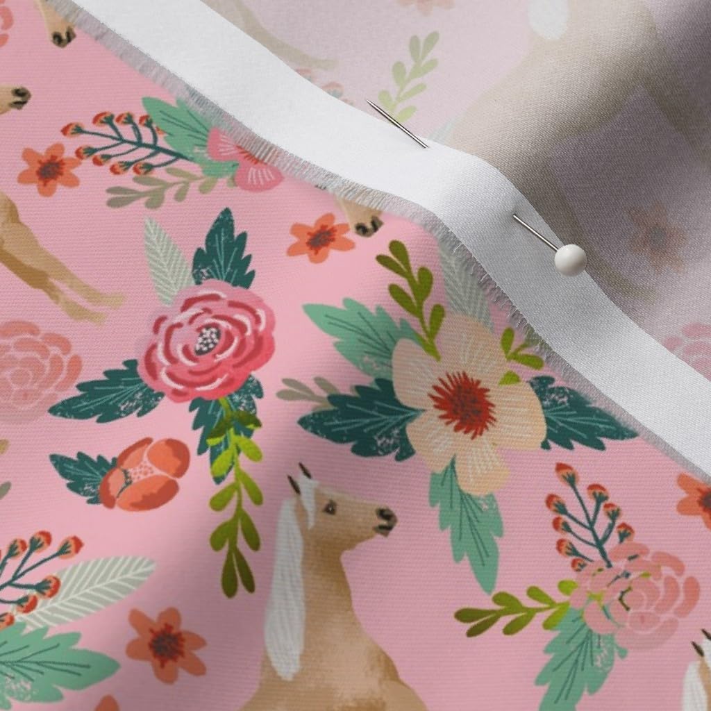 Spoonflower Fabric - Horse Florals Horses Pink Floral Pony Ponies Breed Equestrian Pet Printed on Organic Cotton Sateen Fabric by The Yard - Sewing Quilting Apparel Home Decor