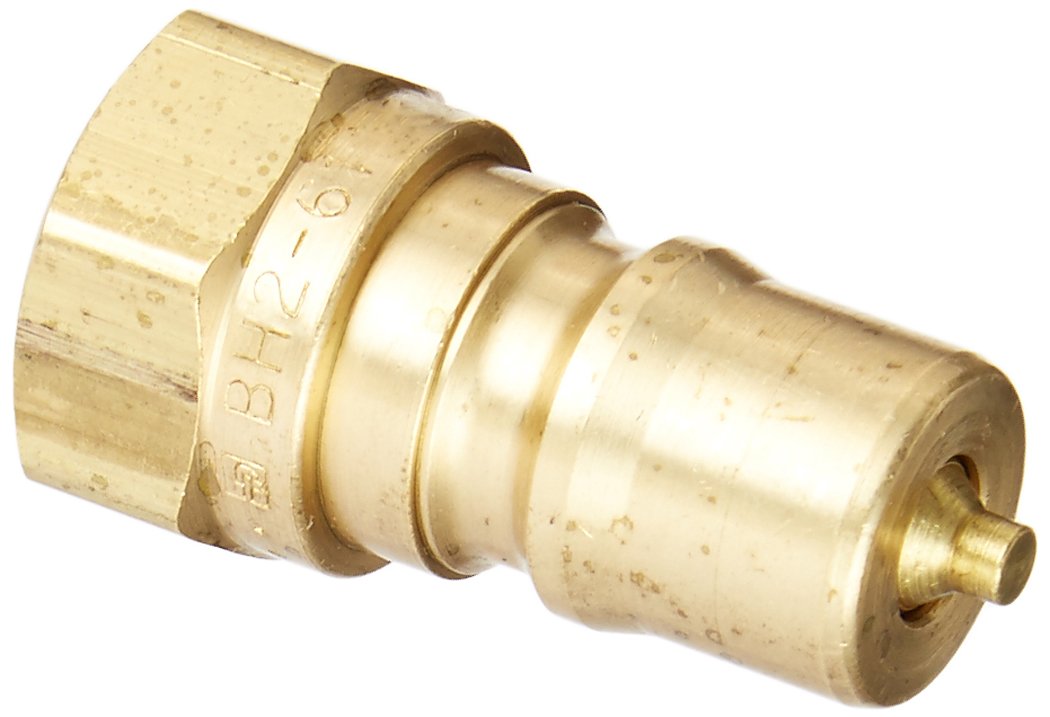Parker Hannifin BH2-61 Series 60 Brass Multi-Purpose Quick Nipple with Female Pipe Thread, ISO 7241 Series B Interchange, 1/4" Body Size, 1/4"-18 NPTF Thread, 1.54" Length