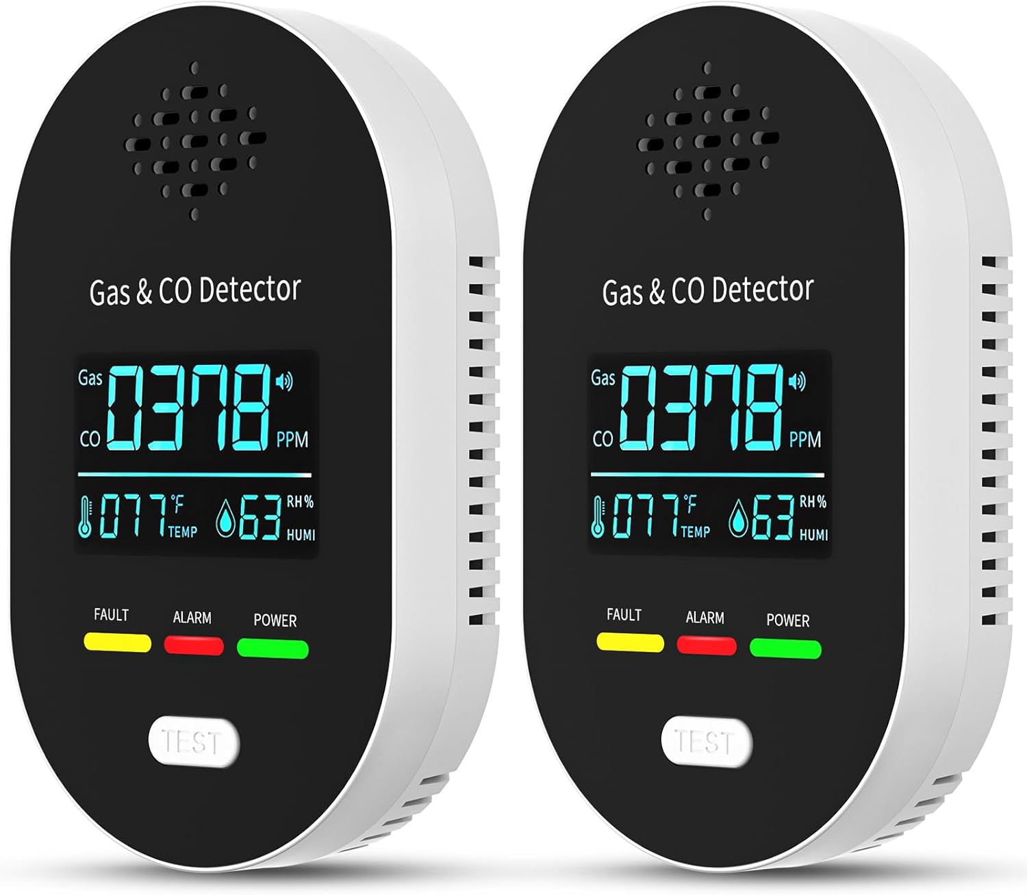 2-Pack Carbon Monoxide Detectors,Plug in CO and Natural Gas Detector, Combination Gas & Carbon Monoxide Detectors for Travel,4 in 1 CO & Gas Detector for Home/Travel - Black