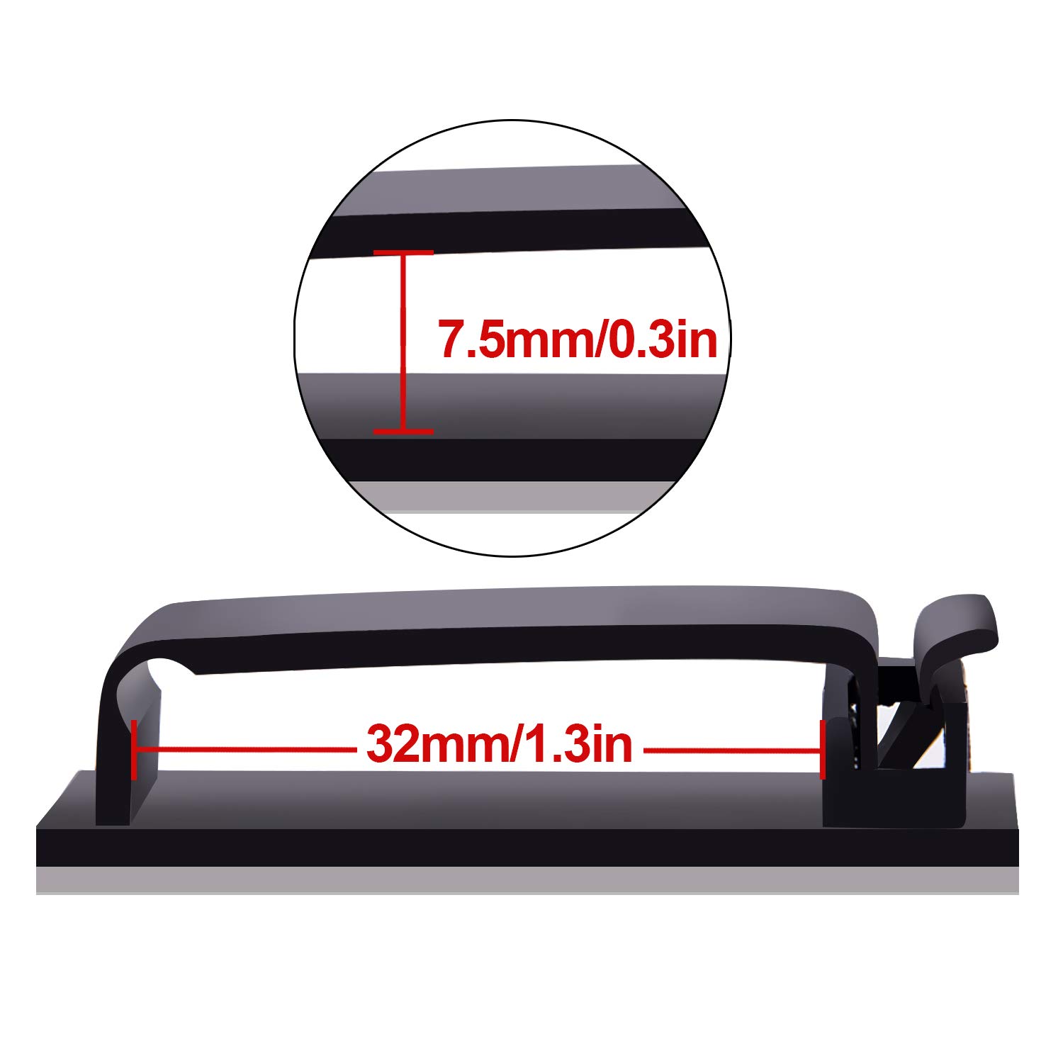 BQTQ 75 Pack Cable Management Clips Black Self Adhesive Cable Clips Wire Organizers Cord Holders