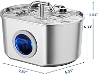 Vista 9 de Cat Water Fountain Stainless Steel - Pet Drinking Fountain for Cats Indoor - 2.2L/74oz Automatic Water Dispenser with Watering Level Window