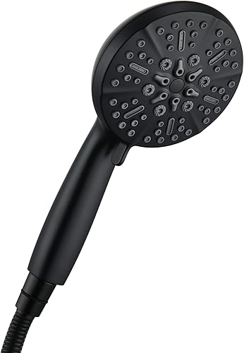 TONNY Cabezal de ducha de mano de alta presión de 5 pulgadas con manguera de 59 pulgadas, 6 cabezales de ducha de mano con modo de pausa de spa de