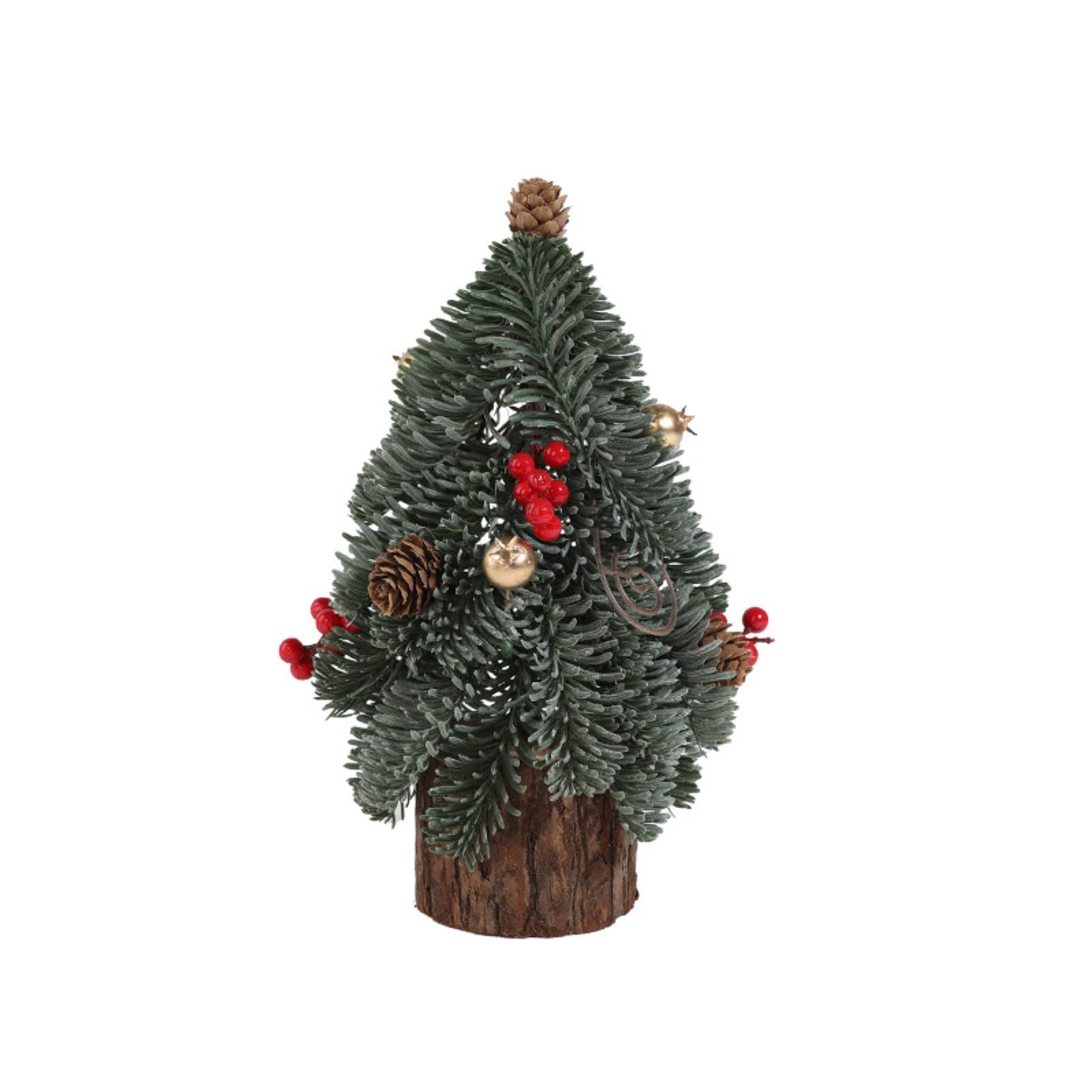 6ft Christmas Tree Small Christmas Tree Tabletop Artificial Xmas Pine Tree with Wooden Stake Potted Plants for Holiday Table Craft(35cm)
