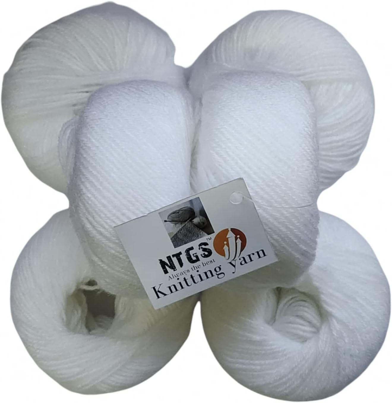 Baby Soft Wool Hand Knitting Soft Fingering Crochet Hook White 10 pcs (250gms)