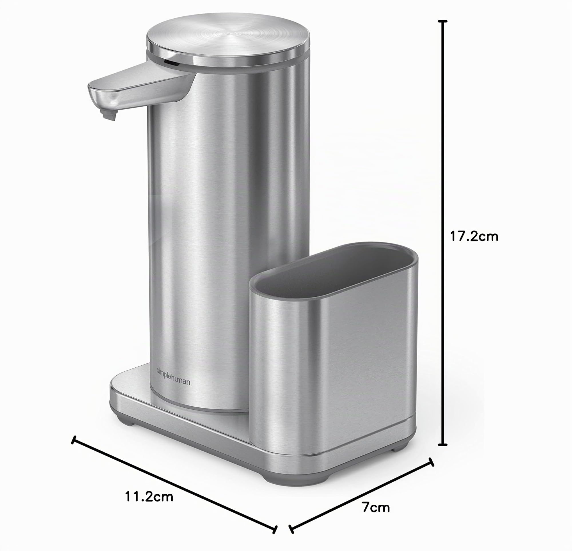 Simplehuman ST1077 - Dispenser di sapone liquido ricaricabile in acciaio inox con caddy 414 ml